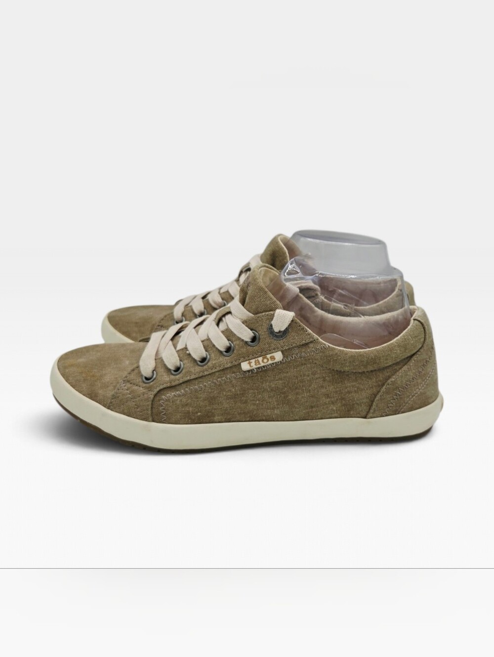 AOS Star Canvas Sneakers Women's US 8.5 EU 39 STA-12844 Tan Khaki Shoes VEUC - Picture 5 of 9